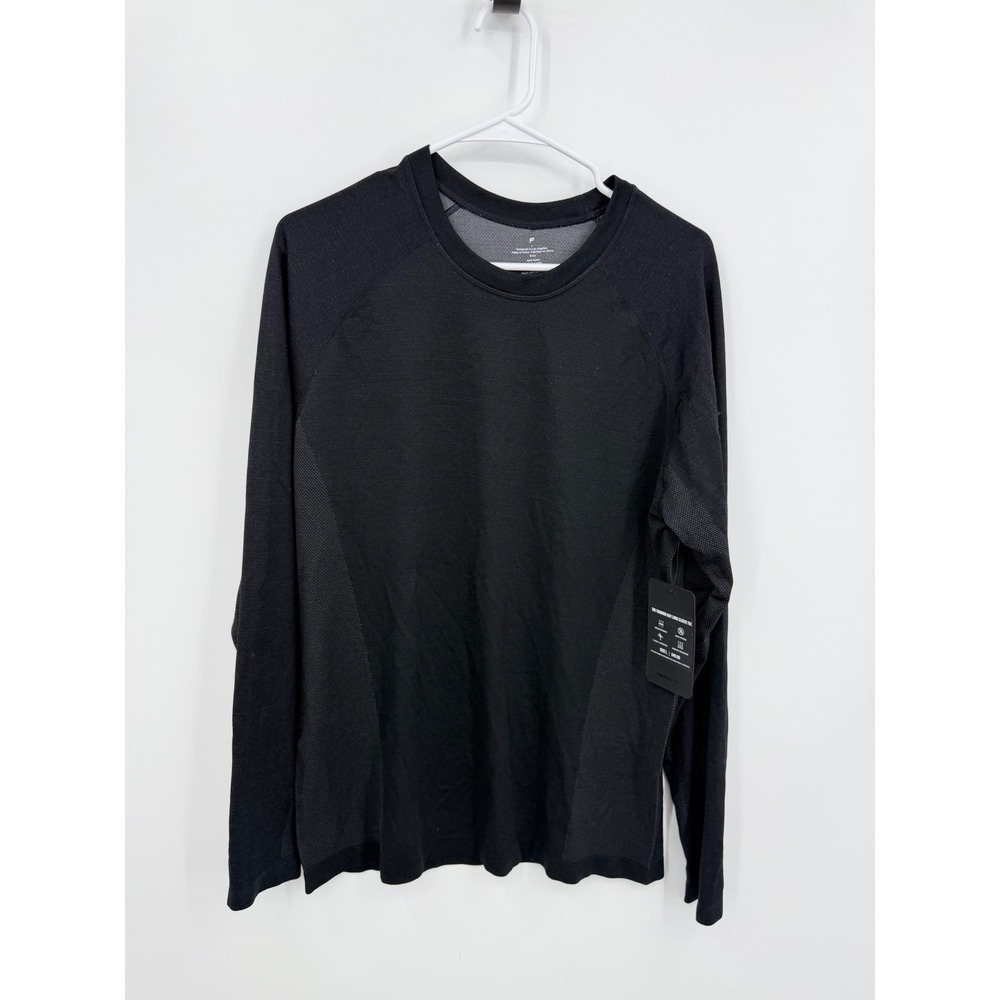 NWT Fabletics Training Day Long‎ Sleeve Tee sz L Black 4-Way Stretch Performance